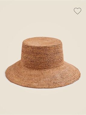 J. Crew Wide Brim Raffia Bucket Hat in Natural Brown